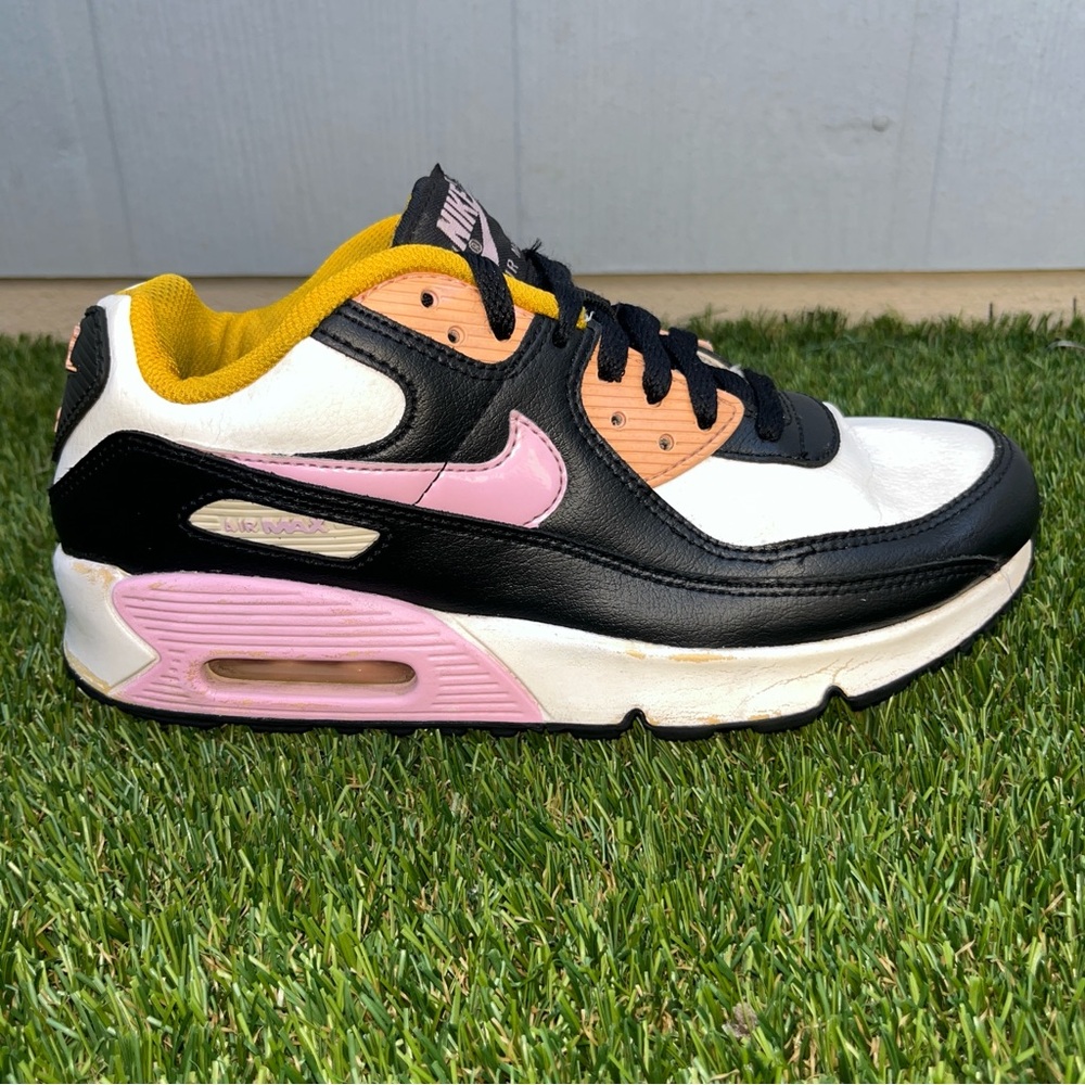 Nike Air Max 90 GS Leather Black Light Arctic Pink Sz 6Y CD6864-007